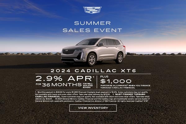 2024 Cadillac XT6. 2.9% APR for 36 months. Plus $1,000 purchase allowance. Plus $1,000 purchase a...